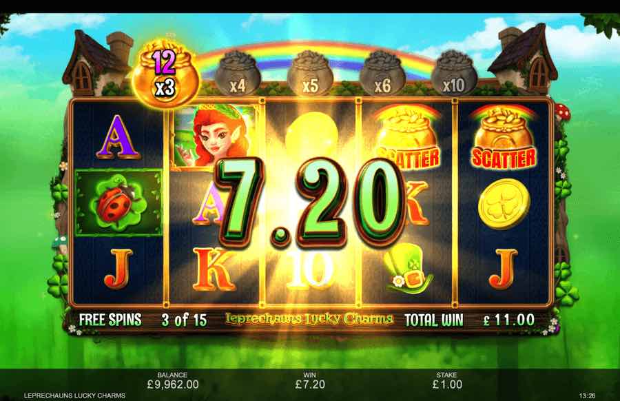 Land Three Scatter Symbols To Trigger The Free Spins Feature On Leprechauns Lucky Charms Video Slot