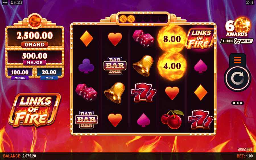 Play With 5 Reels, 40 Fixed Paylines, And Win Up To 5,000x Your Stake In Slingshot Studios Links Of Fire Online Slot