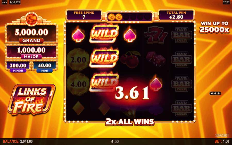 Land 3 Scatter Symbols During The Base Game Play To Trigger The Free Spins Feature On Links Of Fire Video Slot