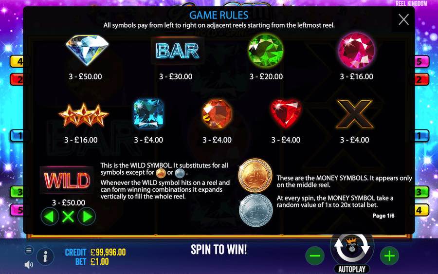 Paytable For Little Gem Slot