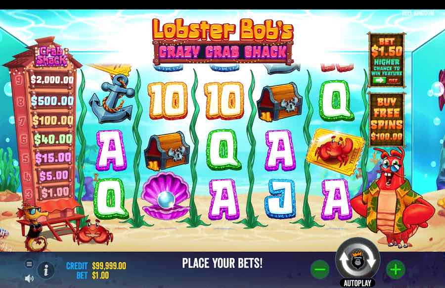 Lobster Bob's Crazy Crab Shack Slot Base Game