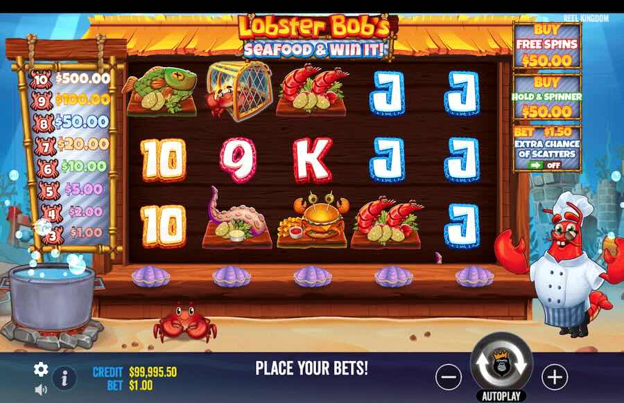 Lobster Bob's Seafood & Win It Slot Base Game