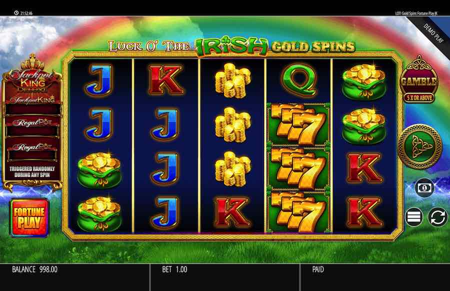 Luck O' The Irish Gold Spins Fortune Play Slot Base Game