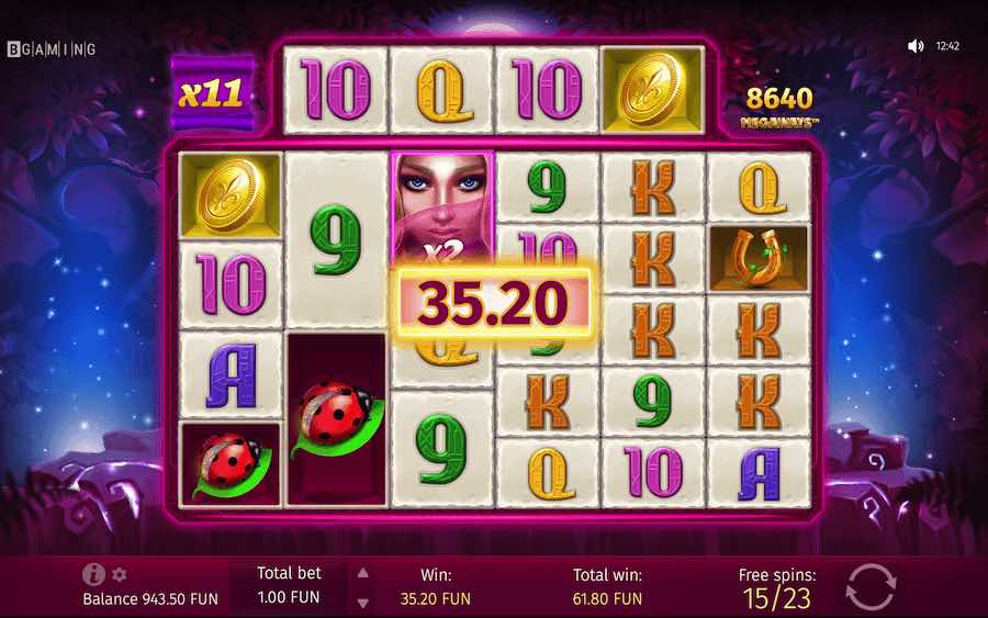 3 Or More Scatter Symbols Landing In View Will Trigger The Free Spins Feature On Lucky Lady Moon Megaways Video Slot