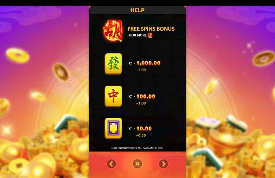 Mahjong Ways 3+ Slot Paytable