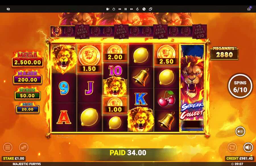 Majestic Fury Megaways Slot Free Spins Feature