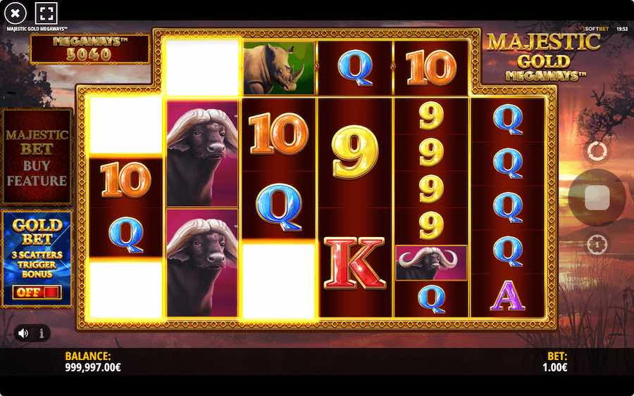 Play With The Cascading Reels Mechanic In The Base Game And Free Spins Feature On Majestic Gold Megaways Slot