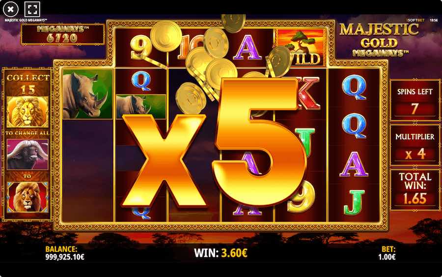 Play With An Unlimited Win Multiplier During The Free Spins Feature In Majestic Gold Megaways Slot