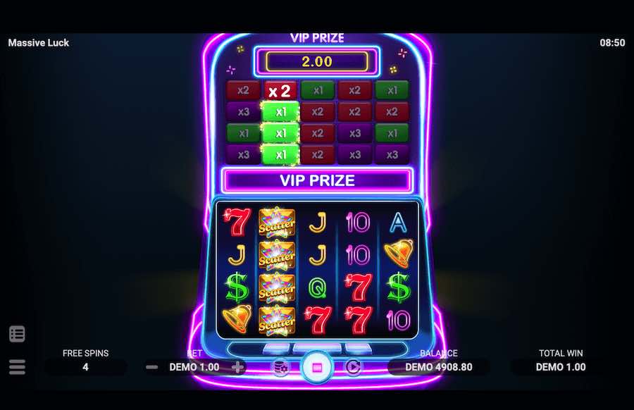 Land 3 Scatter Symbols To Trigger The Free Spins Feature On Massive Luck Video Slot