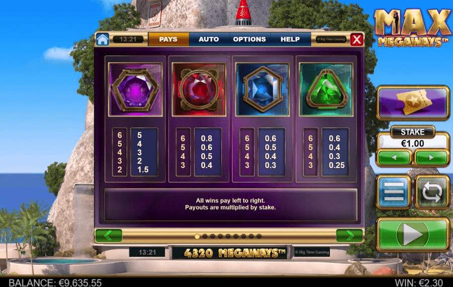 Paytable For Max Megaways Slot