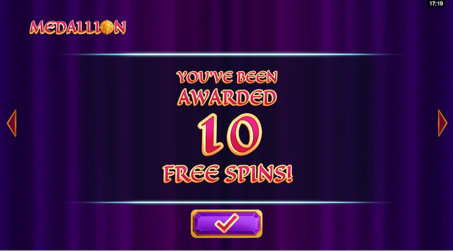 10 Free Spins Will Be Awared For Triggering The Feature On Medallion Megaways™