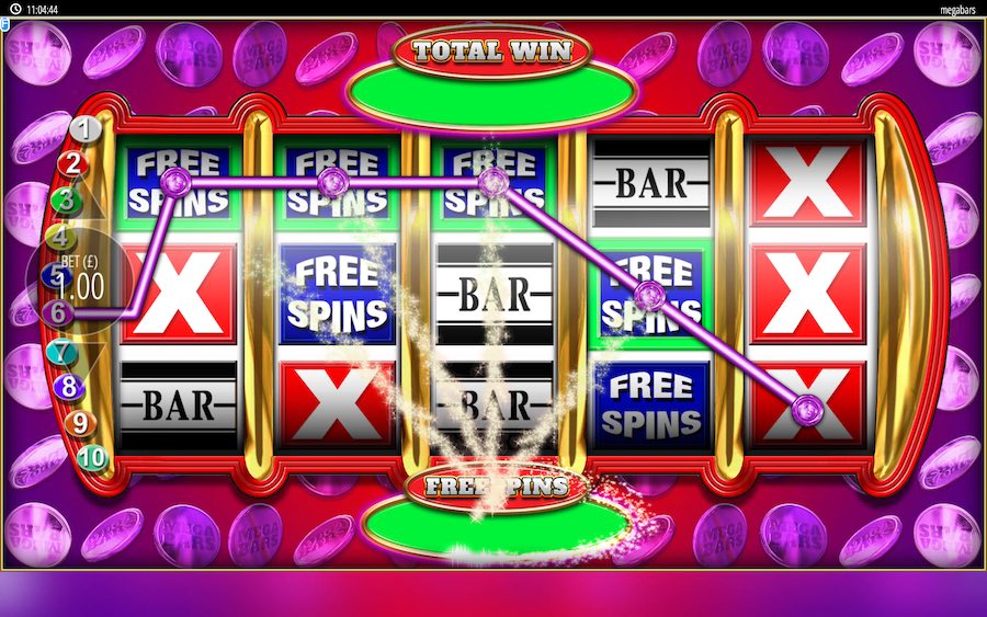 3 Or More Free Spin Symbols On A Win Line Will Trigger The Bonus Feature On Mega Bars Slot