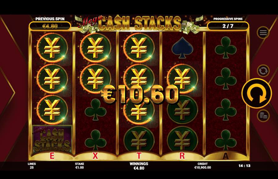 Each Win Will Be Higher Than The Last During The Free Spins Feature On Mega Cash Stacks Video Slot