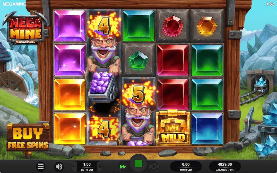 Land Nudging Mystery Stacks To Increase The Size Of The Reels On Mega Mine Slot