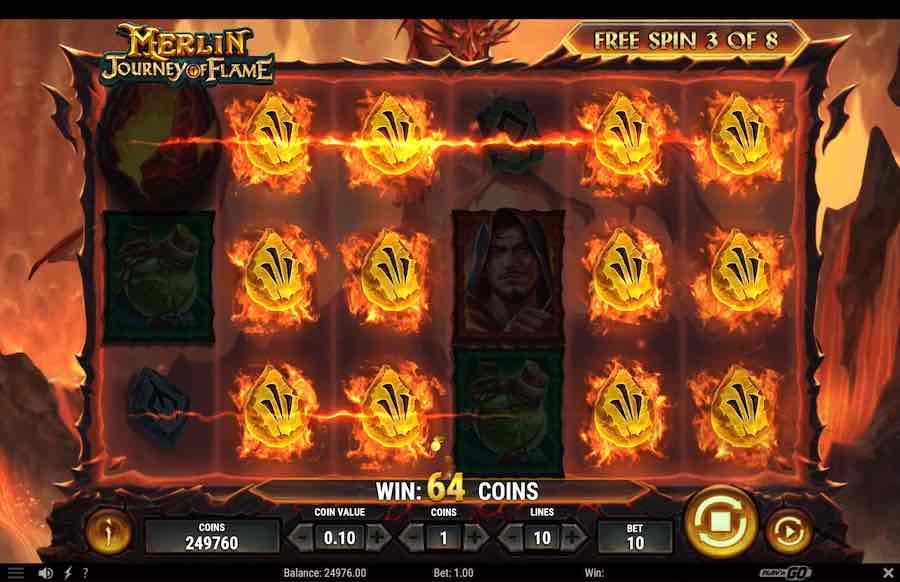 Merlin Journey Of Flame Slot Free Spins Feature 