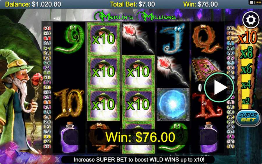 3 Orb Symbols Landing In View During The Base Game Play On Merlin's Millions Video Slot Will Trigger The Free Spins Feature