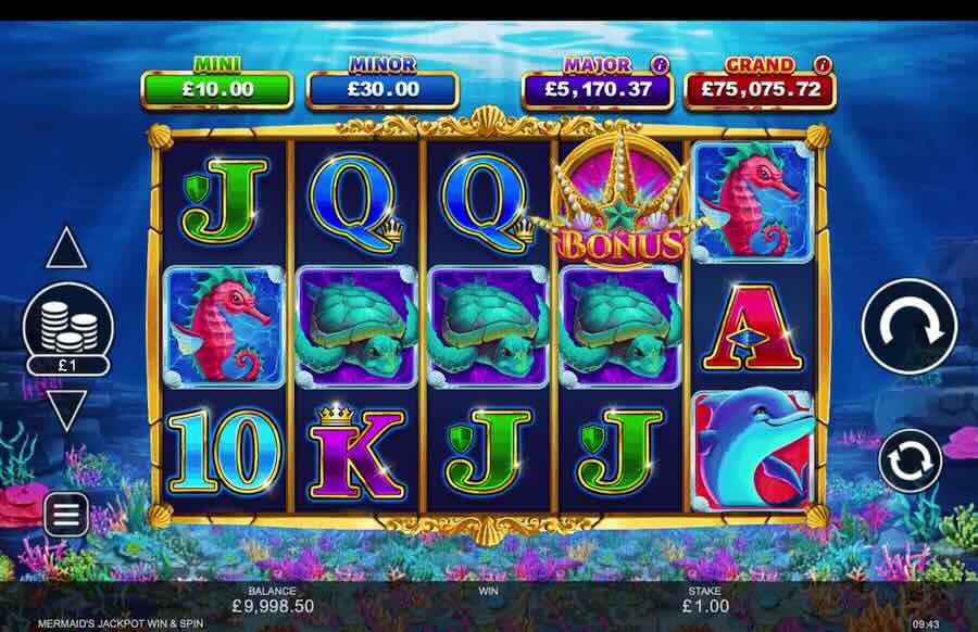 Mermaid's Jackpot Win & Spin Slot Base Game