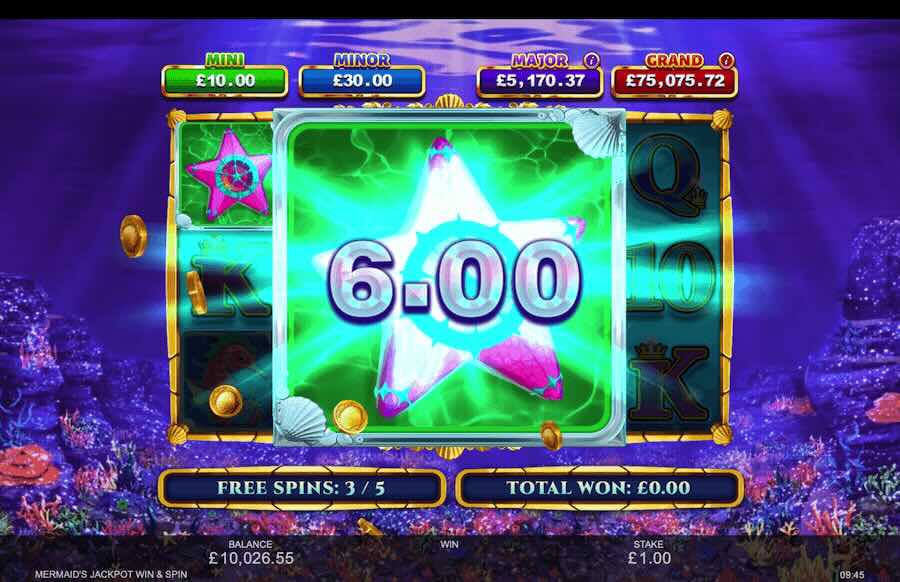 Mermaid's Jackpot Win & Spin Slot Bonus Feature