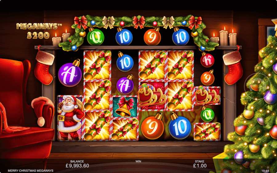 Enjoy Cascading Reels And Mystery Symbols In Both The Base Game And Free Spin Feature On Merry Christmas Megaways Slot