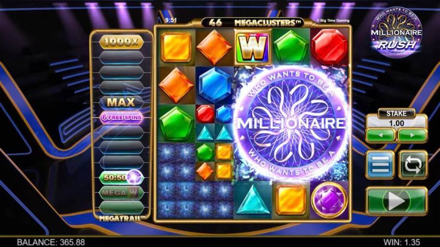 Play With An Initial 5 Reels And 5 Rows In Big Time Gaming's Millionaire Rush Megaclusters Online Slot