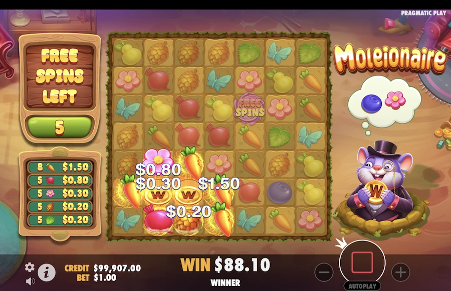 Moleinaire slot free spins feature