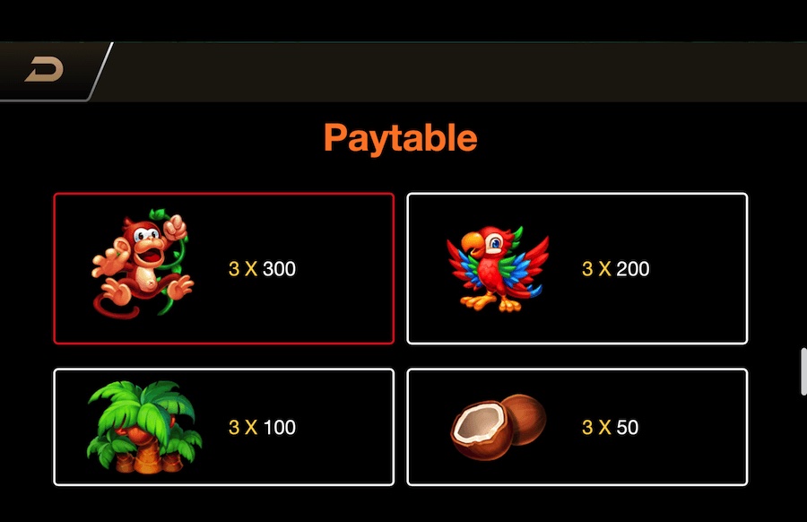 Monkey Party Paytable