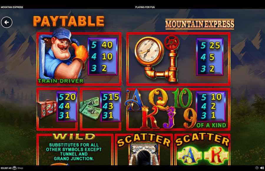 Mountain Express Slot Paytable