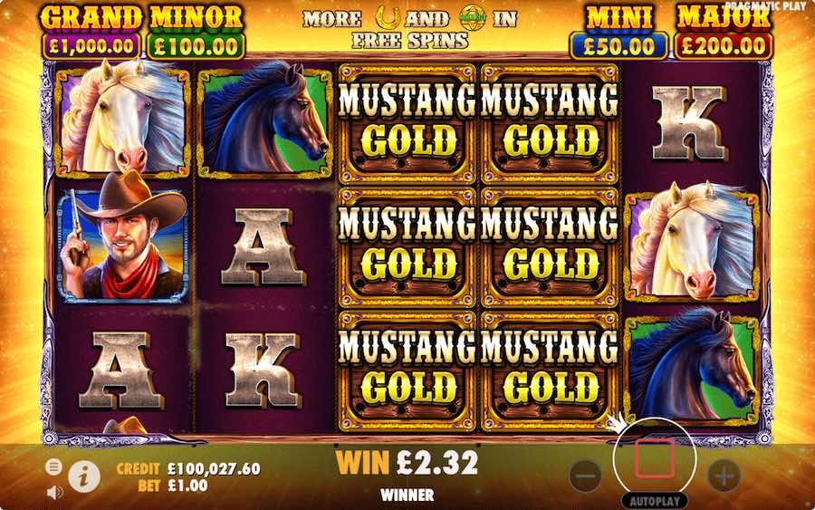 Land 3 Scatter Symbols To Trigger The Free Spins Feature On Mustang Gold Slot