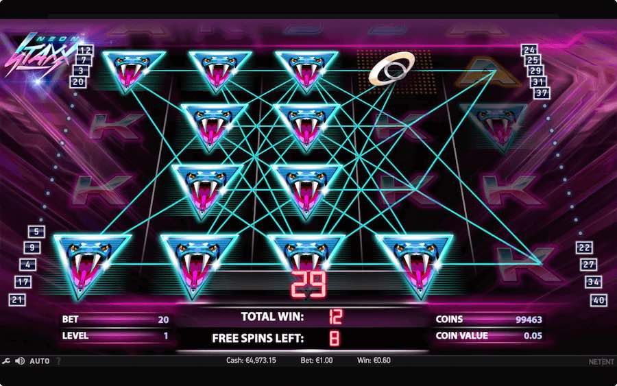 Trigger The Free Spins Feature On Neon Staxx Slot, And Play With A Super Stacked Symbol