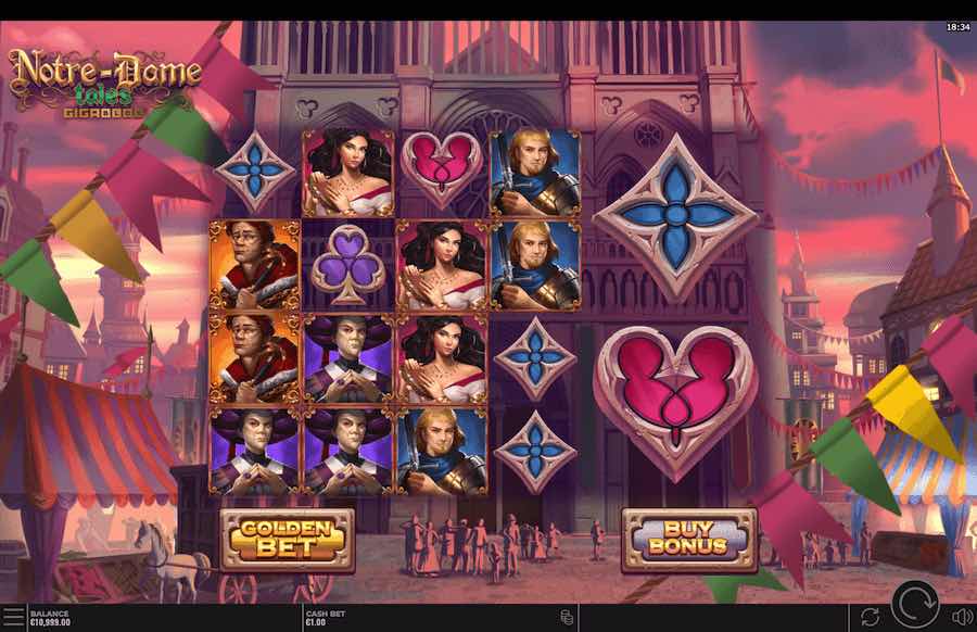 Notre Dame Tales Gigablox Slot Base Game 