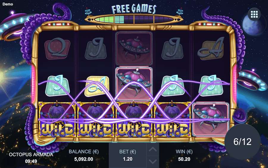 Land A Golden Wild Symbol To Trigger The Free Spins Feature On Octopus Armada Video Slot