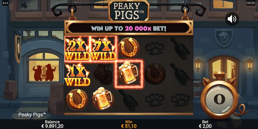 Three Bonus Symbols Landing Within The Base Game Will Trigger The Free Spins Feature On Peaky Pigs Video Slot