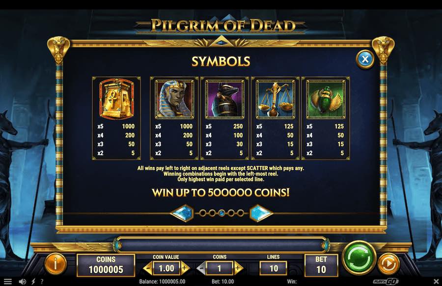 Pilgrim Of Dead Slot Paytable