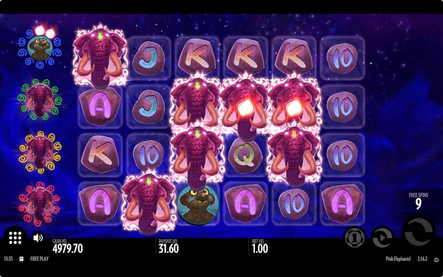 Land 3 Or More Peanut Scatter Symbols To Trigger The Free Spins Feature On Pink Elephant Video Slot