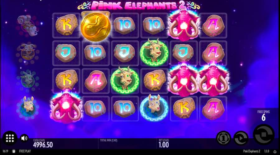 Elephant Symbols That Contain Orbs Will Help To Upgrade Lower Value Symbols During The Free Spin Bonus On Pink Elephants 2