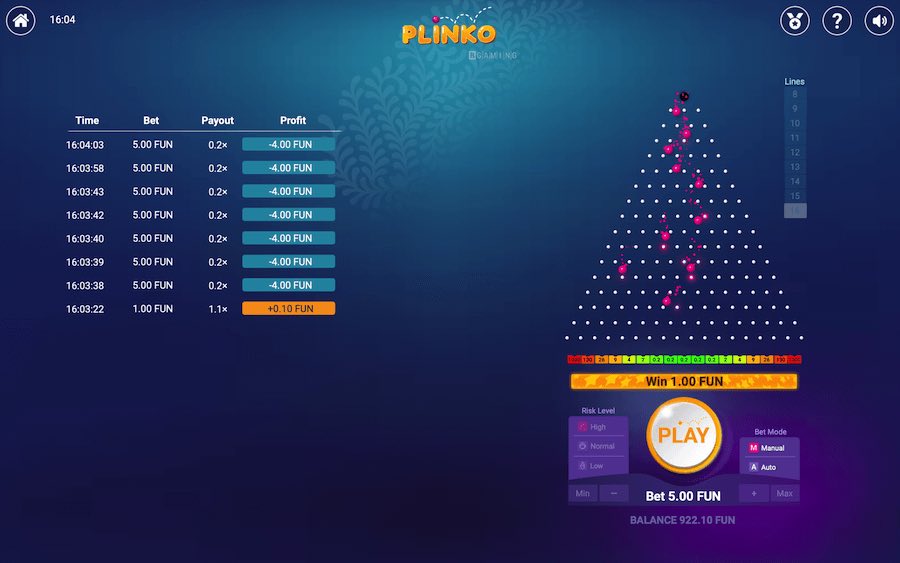 Plinko High Volatile Game