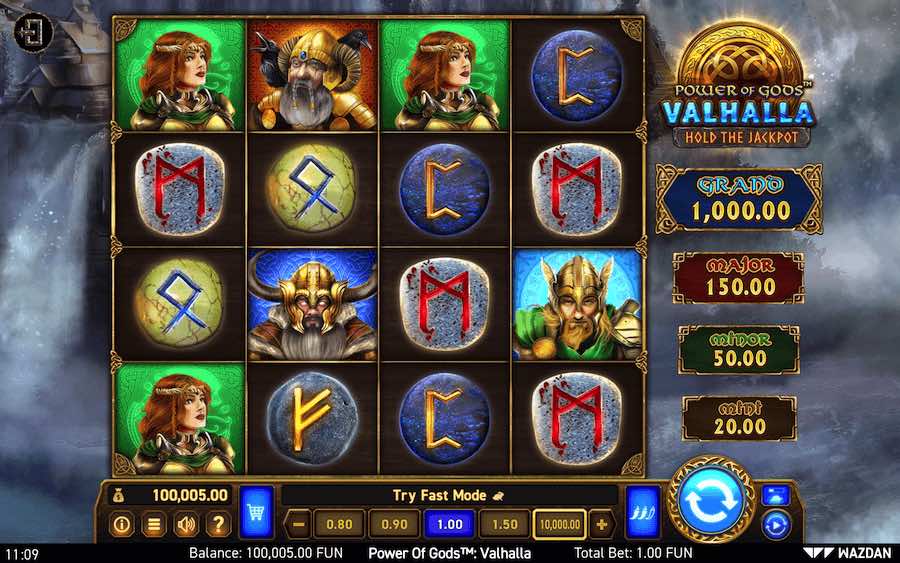 Play With 16 Individual Reels In Power Of Gods™ Valhalla Online Slot From Game Provider Wazdan