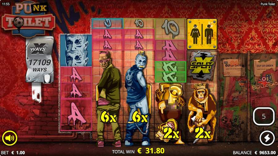 Play 2 Exciting Free Spin Features In Punk Toilet Video Slot