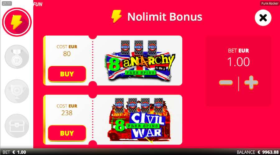 You Can Choose To Buy The Bonus On Punk Rocker Slot