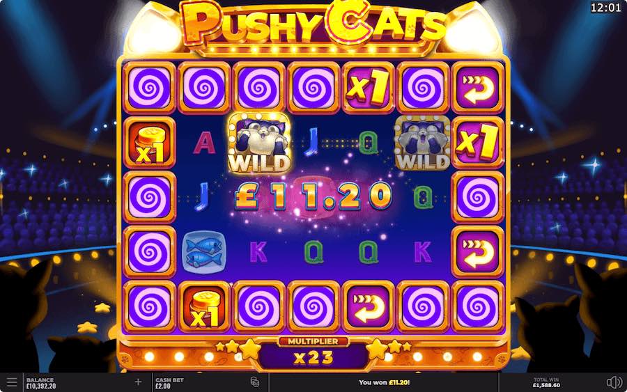 Land 3 Wild Symbols In View To Trigger The Free Spins Feature On Pushy Cats Slot