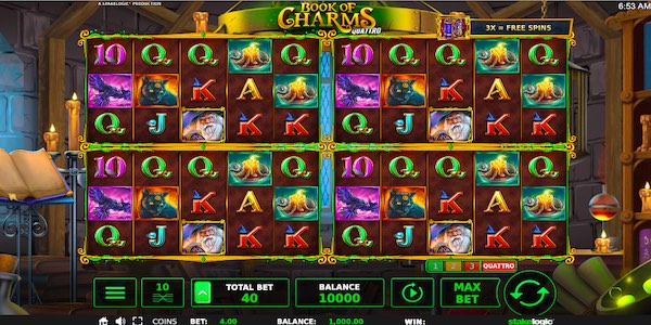 Play Up To 4 Sets Of Reels On Book Of Charms Quattro Slot