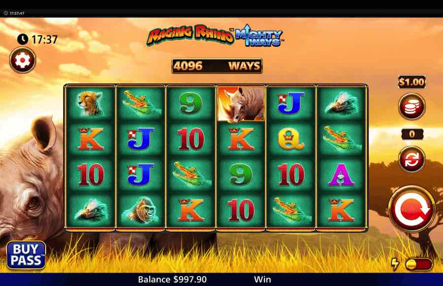 Raging Rhino Mighty Ways Slot Base Game