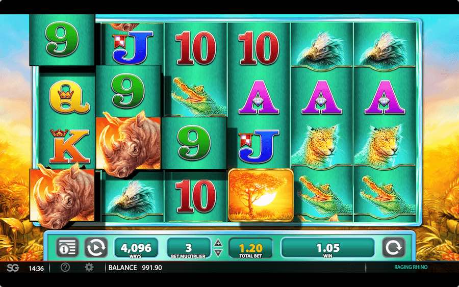 Play With 6 Reels, 4,096 Paylines, And Win Up To 1,000x Your Bet On Raging Rhino Online Slot