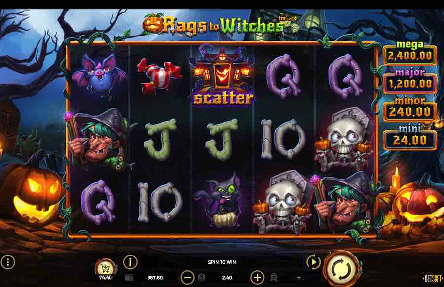 Win Up To 3,355x Your Bet In The Rags To Witches Online Slot From Game Provider Betsoft