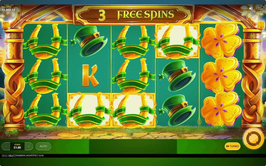 Land 3 Or More Scatter Symbols To Trigger The Free Spins Feature In Rainbow Jackpots Video Slot