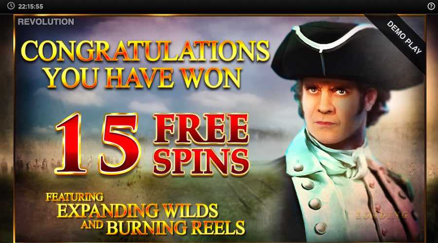 15 Free Spins Will Be Awarded For Triggering The Bonus Round On Revolution Patriots Fortune