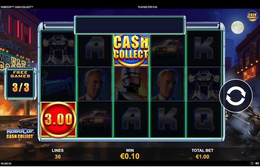 Robocop Cash Collect Slot Free Spins Feature 