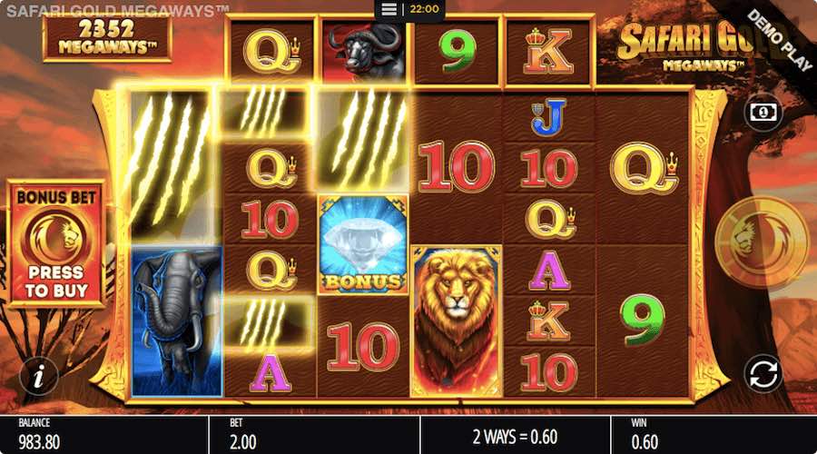 Play With Cascading Reels And Up To 117,649 Paylines In Both The Base Game And The Free Spin Feature On Safari Gold Megaways Slot