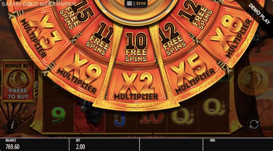 Trigger The Free Spin Feature On Safari Gold Megaways Slot To Activate The Free Spins And Multiplier Wheel