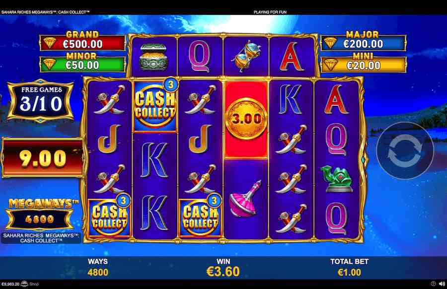 Sahara Riches Cash Collect Megaways Slot Free Spins Feature